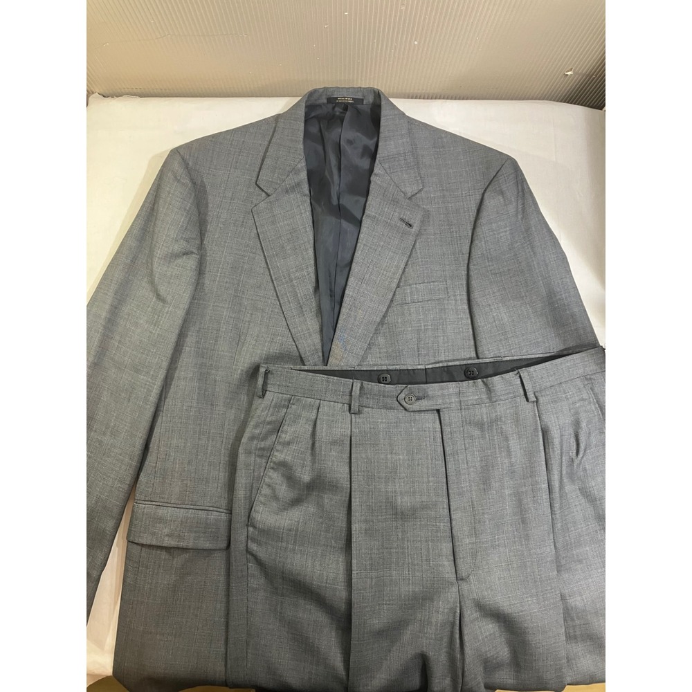 Hart Schaffner Marx Mens 44L Gray Wool Glen Plaid 2 Piece Suit Dillard's USA